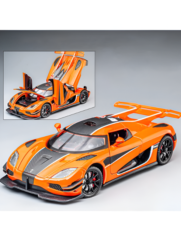 Koenigsegg Agera RS 1:32 Scale Diecast Metal Model Car | Authentic Detail Hypercar Replica with Opening Doors & Hood | Premium Collectible Toy Orange LMI16110