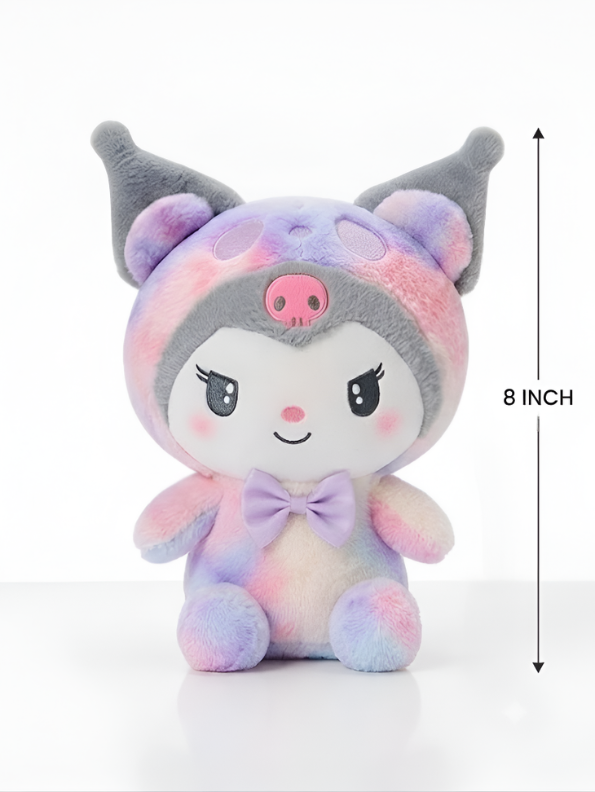 Kuromi Pastel Tie-Dye Plush Toy (8 Inch) – Cute Kawaii Stuffed Animal, Soft Cartoon Collectible Plushie for Kids ST13982