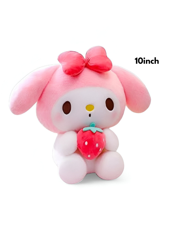 Baby pink - Kuromi Plush Doll 10 Inch – Soft, Cuddly Toy Holding Strawberry | Cute Anime Stuffed Animal LMI15432.