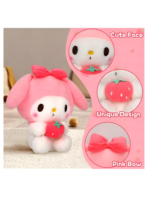 Baby pink - Kuromi Plush Doll 10 Inch – Soft, Cuddly Toy Holding Strawberry | Cute Anime Stuffed Animal LMI15432.