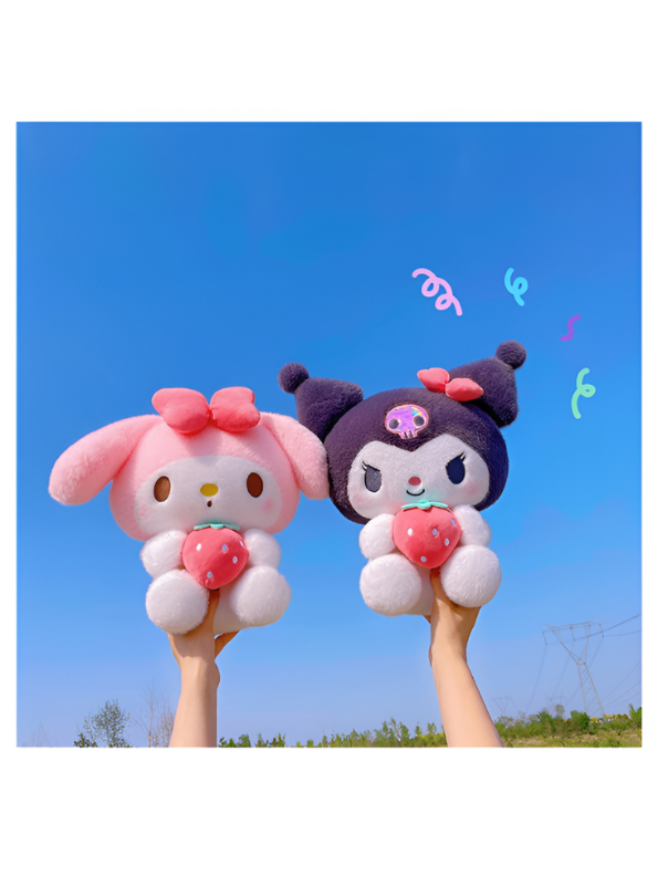Baby pink - Kuromi Plush Doll 10 Inch – Soft, Cuddly Toy Holding Strawberry | Cute Anime Stuffed Animal LMI15432.