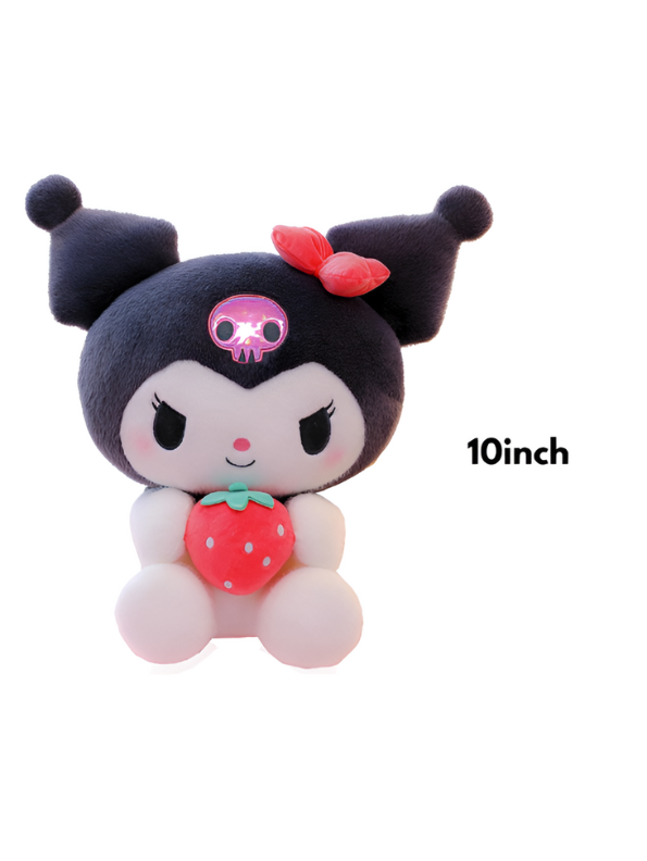 Kuromi Plush Doll 10 Inch – Soft, Cuddly Toy Holding Strawberry | Cute Anime Stuffed Animal LMI15432.