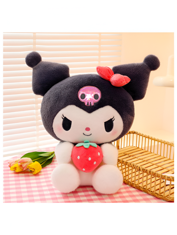 Kuromi Plush Doll 10 Inch – Soft, Cuddly Toy Holding Strawberry | Cute Anime Stuffed Animal LMI15432.