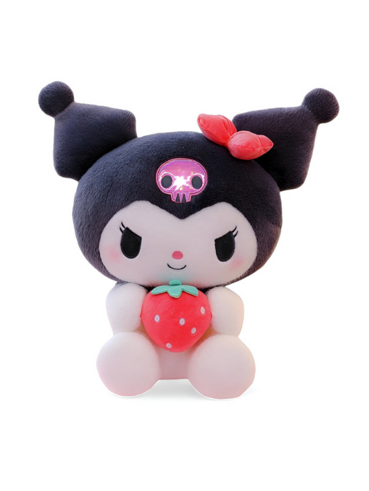 Kuromi Plush Doll 10 Inch – Soft, Cuddly Toy Holding Strawberry | Cute Anime Stuffed Animal LMI15432.