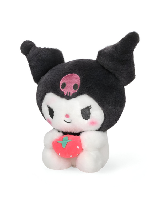 Kuromi Plush Doll 10 Inch – Soft, Cuddly Toy Holding Strawberry | Cute Anime Stuffed Animal LMI15432.