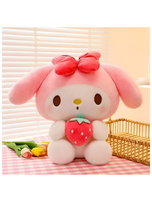 Baby pink - Kuromi Plush Doll 10 Inch – Soft, Cuddly Toy Holding Strawberry | Cute Anime Stuffed Animal LMI15432.