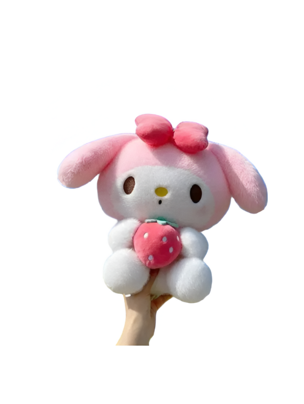 Baby pink - Kuromi Plush Doll 10 Inch – Soft, Cuddly Toy Holding Strawberry | Cute Anime Stuffed Animal LMI15432.