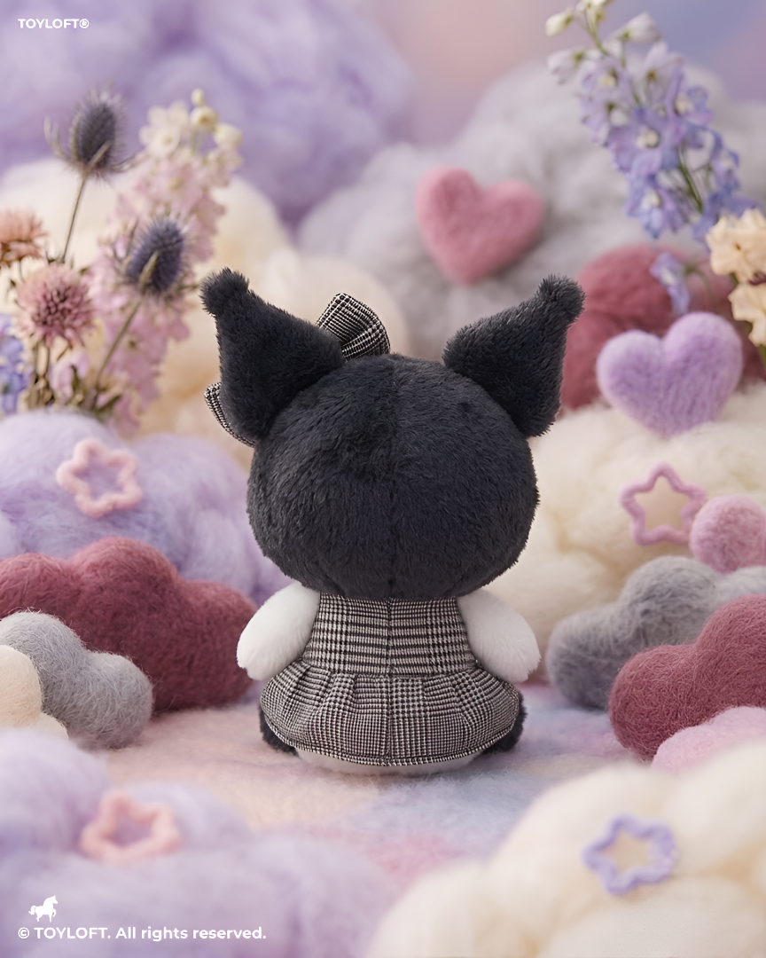 Kuromi Plush Doll – 8-Inch Cute Sanrio Stuffed Animal in Plaid Dress ST11436