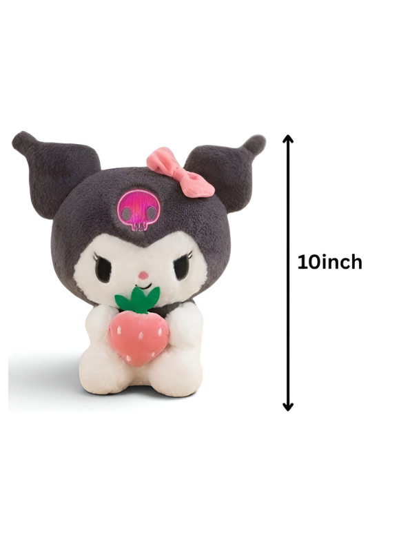 Kuromi Plush Toy Holding Strawberry – 10-Inch Sanrio Stuffed Animal ST15432