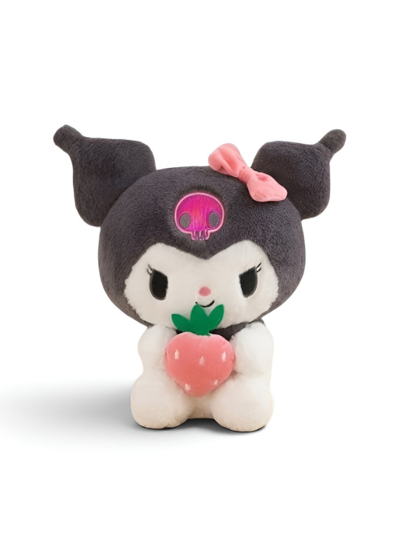 Kuromi Plush Toy Holding Strawberry – 10-Inch Sanrio Stuffed Animal ST15432