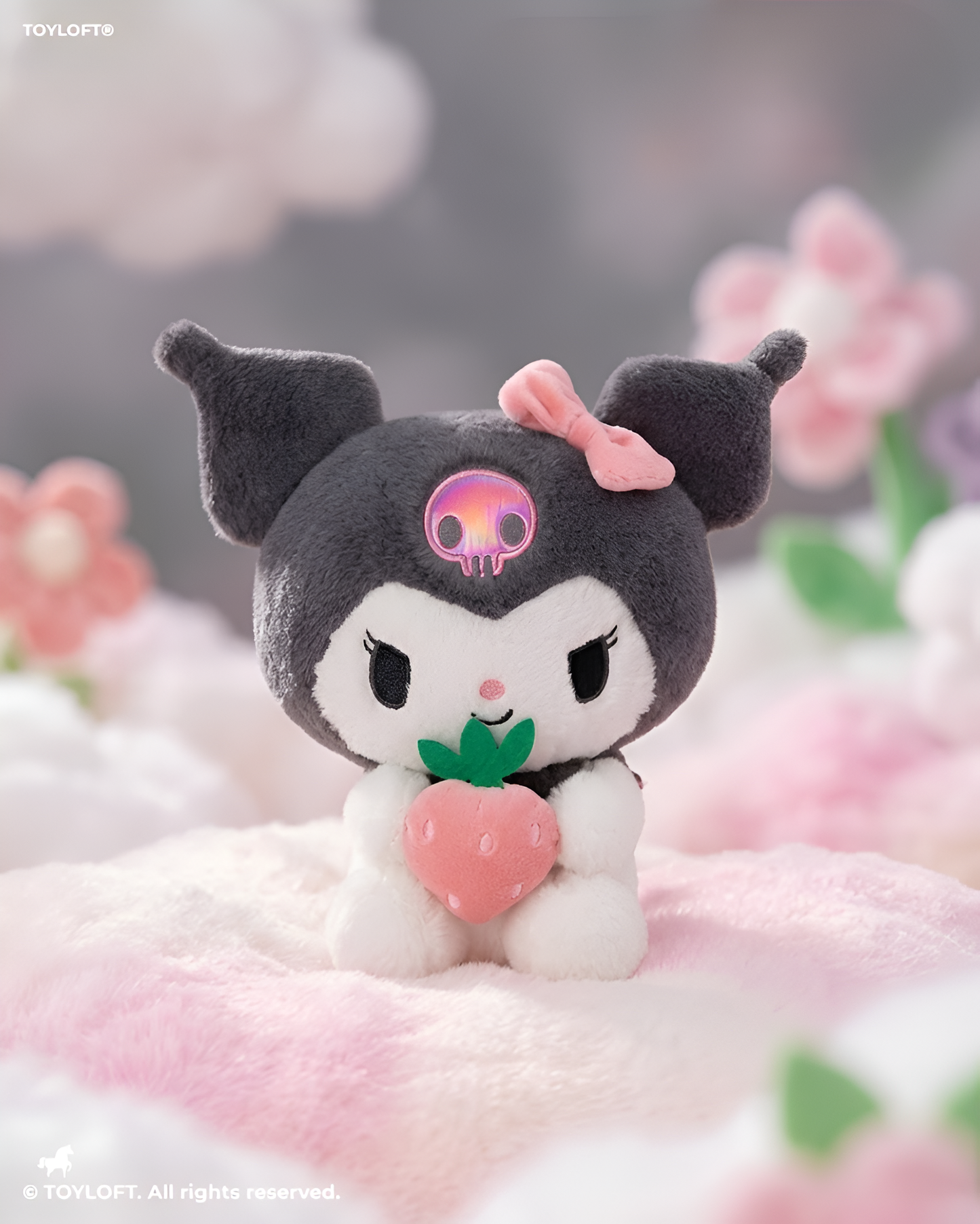 Kuromi Plush Toy Holding Strawberry – 10-Inch Sanrio Stuffed Animal ST15432