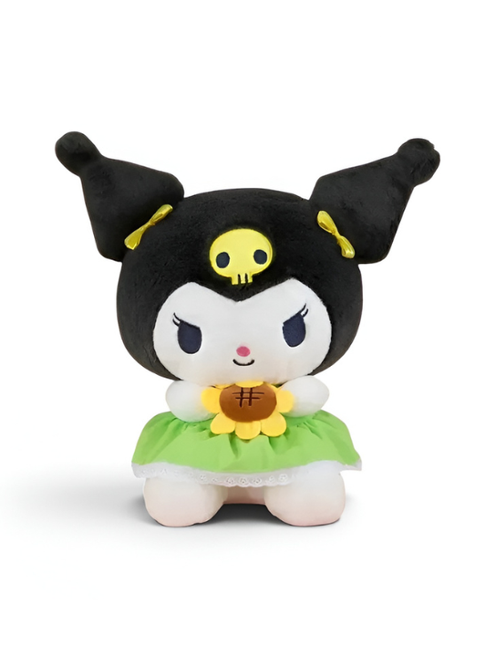 Kuromi Sunflower Plush Toy 8 Inch – Soft Kawaii Stuffed Doll with Green Skirt ST13981.