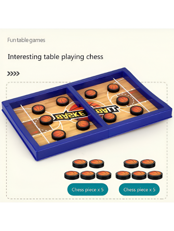 Fast String Puck Basketball Game – Tabletop Slingshot Board Game for Kids & Adults, Mini Basketball Finger Puck Battle Toy LMI11524.