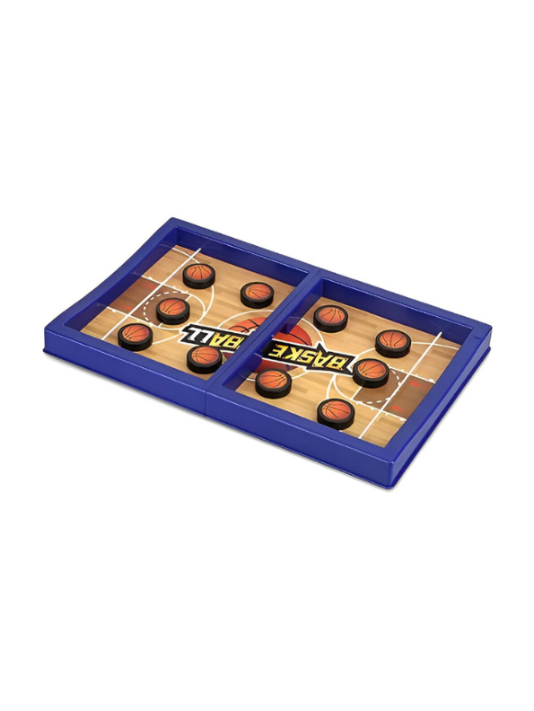 Fast String Puck Basketball Game – Tabletop Slingshot Board Game for Kids & Adults, Mini Basketball Finger Puck Battle Toy LMI11524.