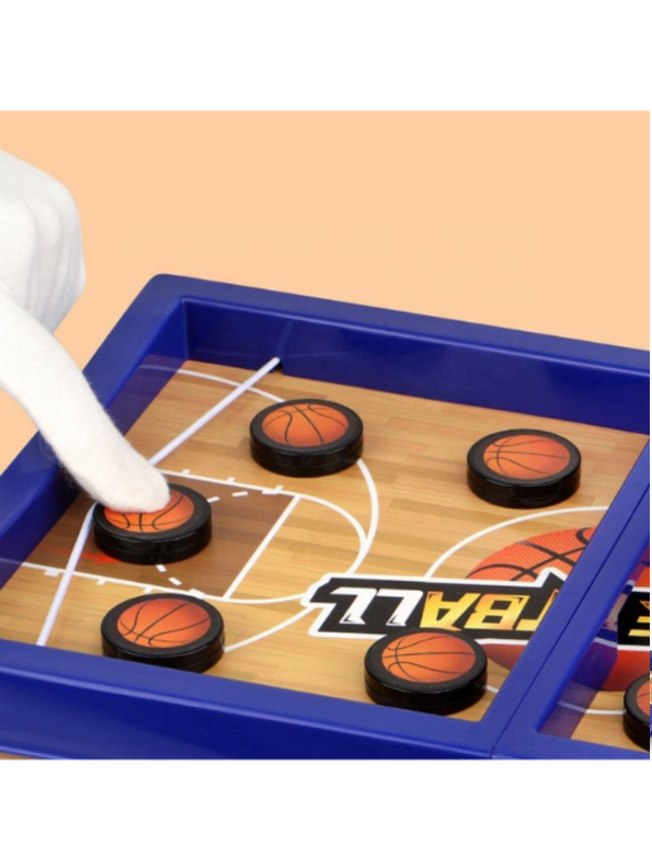 Fast String Puck Basketball Game – Tabletop Slingshot Board Game for Kids & Adults, Mini Basketball Finger Puck Battle Toy LMI11524.