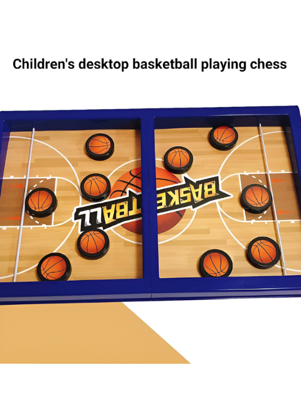 Fast String Puck Basketball Game – Tabletop Slingshot Board Game for Kids & Adults, Mini Basketball Finger Puck Battle Toy LMI11524.
