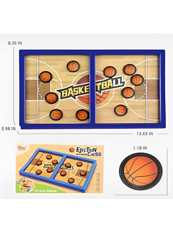 Fast String Puck Basketball Game – Tabletop Slingshot Board Game for Kids & Adults, Mini Basketball Finger Puck Battle Toy LMI11524.