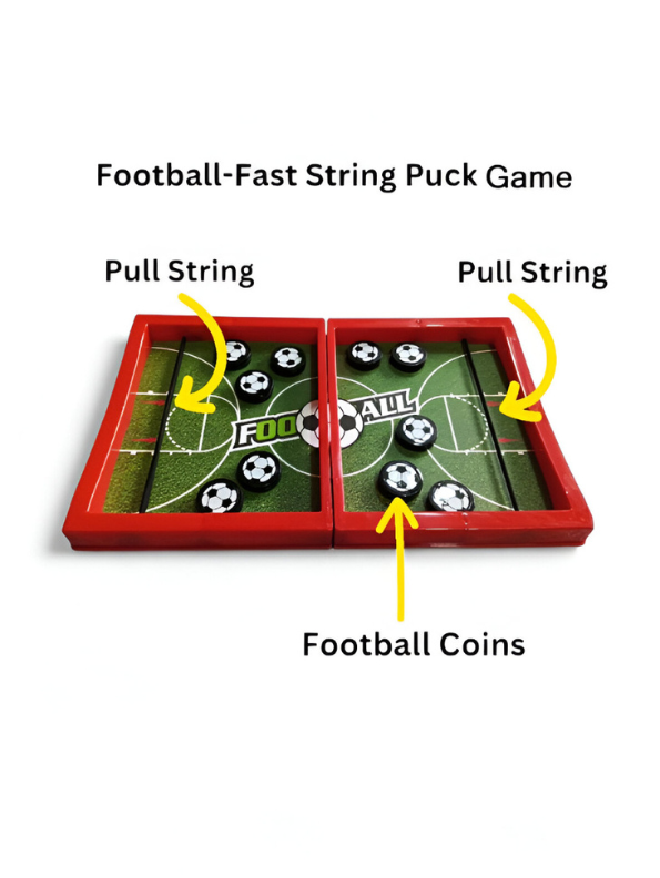 Fast String Puck Football Game – Tabletop Sling Puck Soccer Board Game for Kids & Adults, Fastest Finger Action Family Game LMI11524.