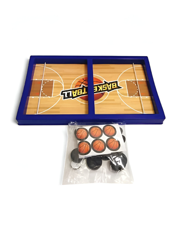 Fast String Puck Basketball Game – Tabletop Slingshot Board Game for Kids & Adults, Mini Basketball Finger Puck Battle Toy LMI11524.