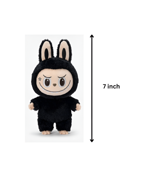 Labubu Character Plush Toy, 7-Inch Soft Stuffed Doll, Black Collectible Figure ST16650