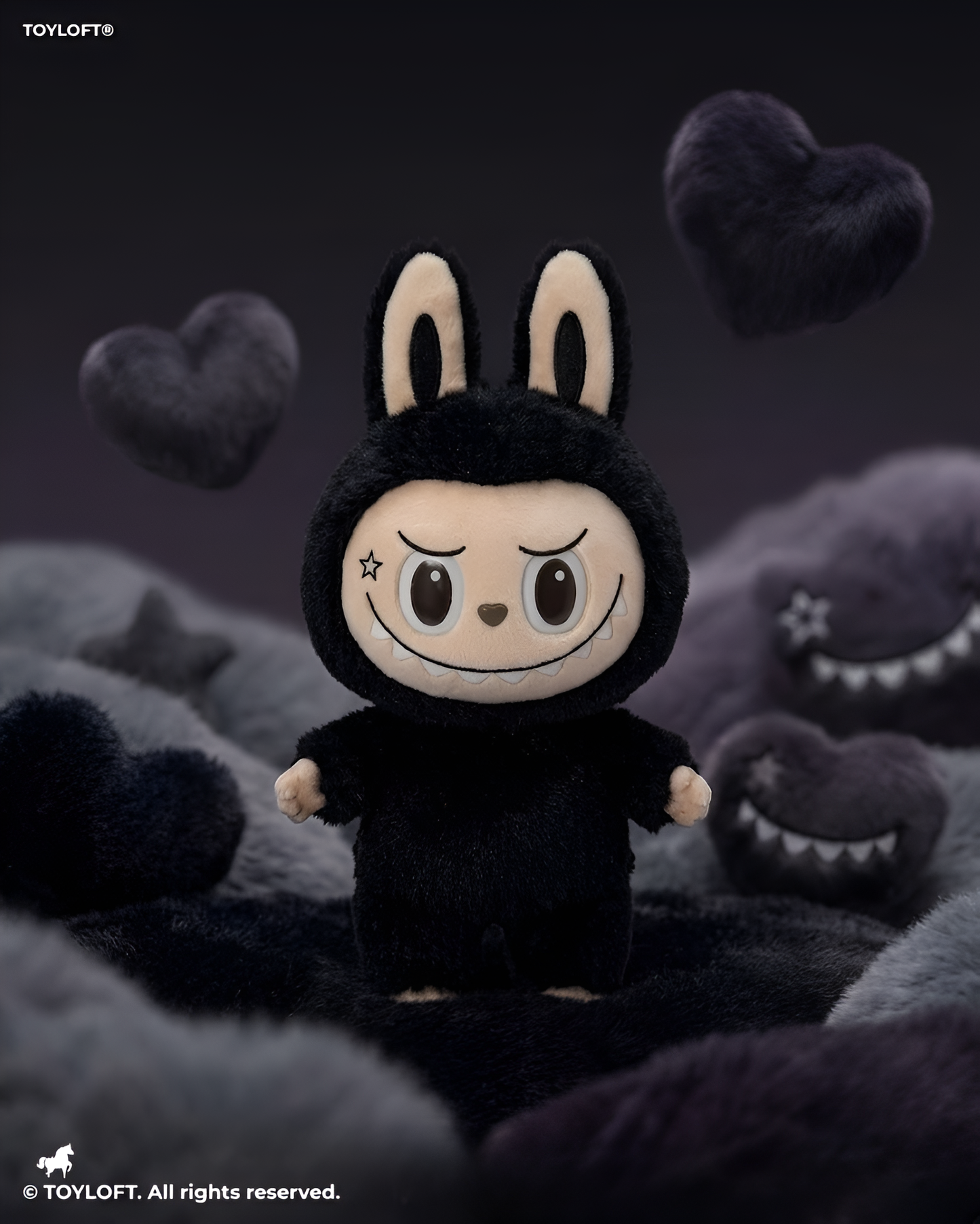 Labubu Character Plush Toy, 7-Inch Soft Stuffed Doll, Black Collectible Figure ST16650