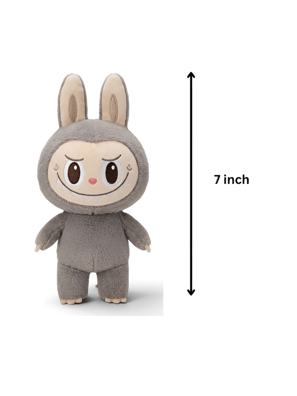 Labubu Character Plush Toy, 7-Inch Soft Stuffed Doll, Grey Collectible Figure ST16650.