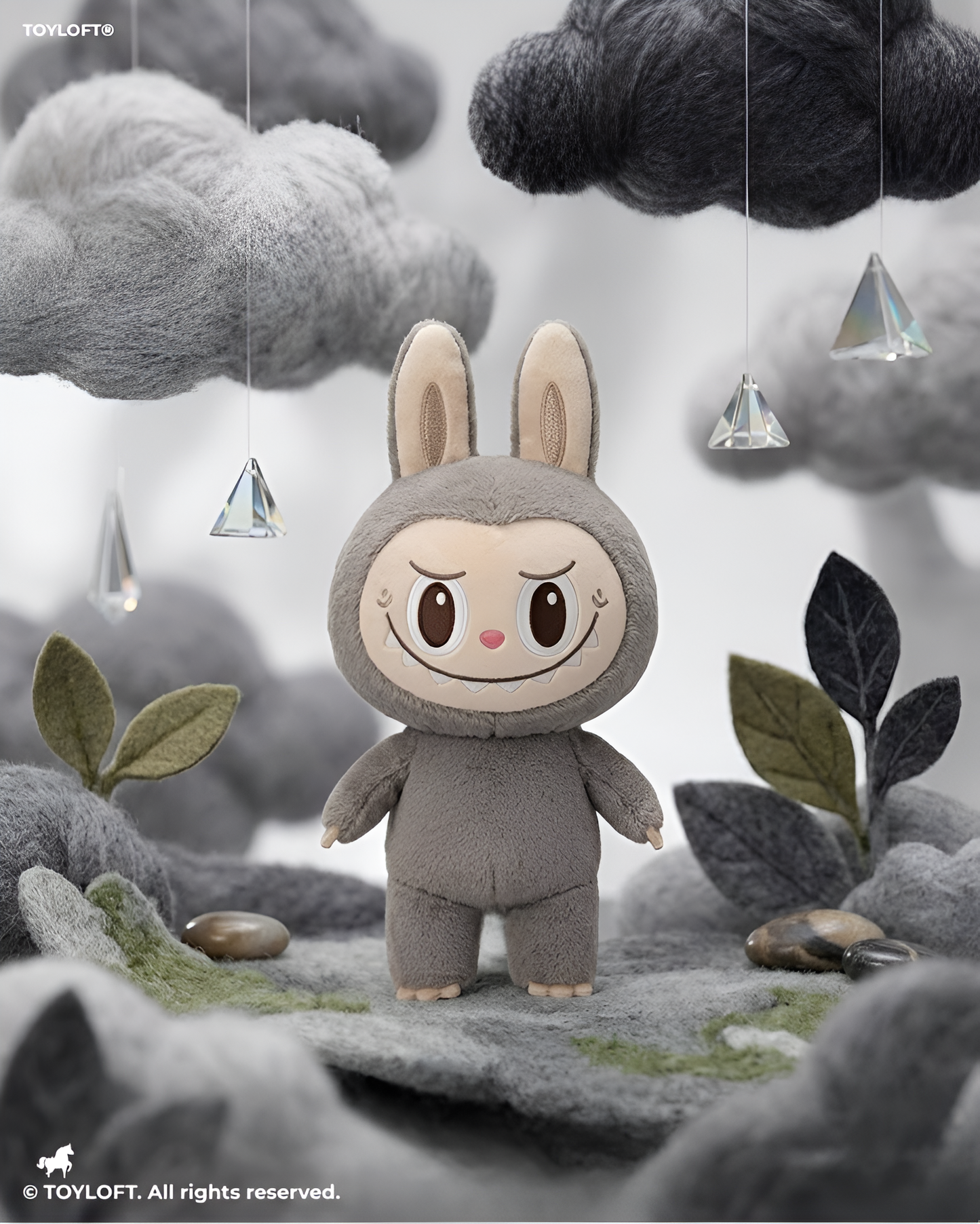 Labubu Character Plush Toy, 7-Inch Soft Stuffed Doll, Grey Collectible Figure ST16650.