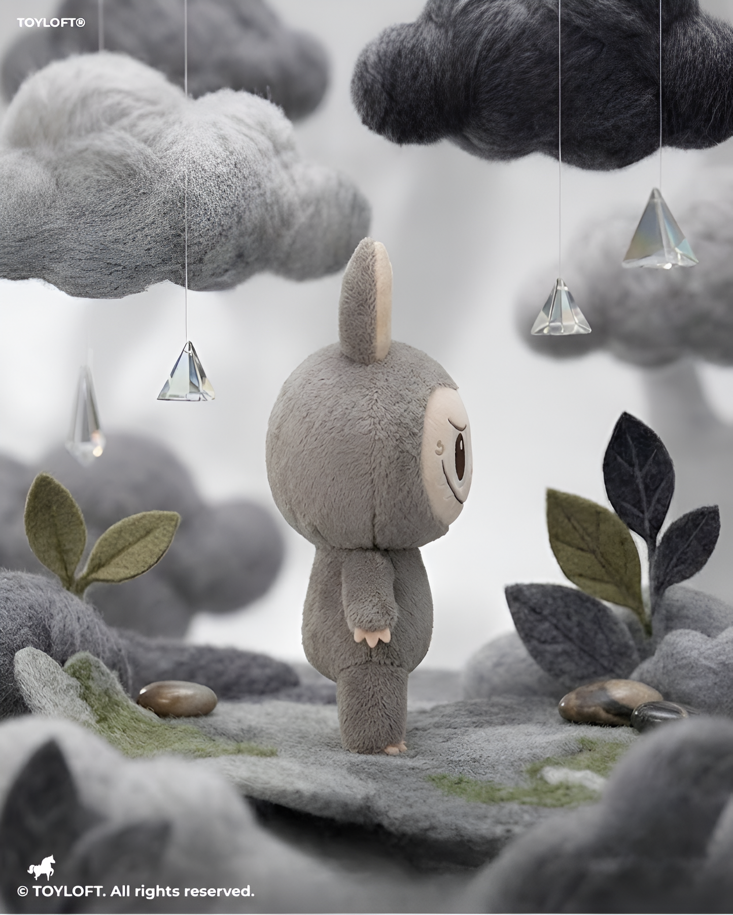 Labubu Character Plush Toy, 7-Inch Soft Stuffed Doll, Grey Collectible Figure ST16650.