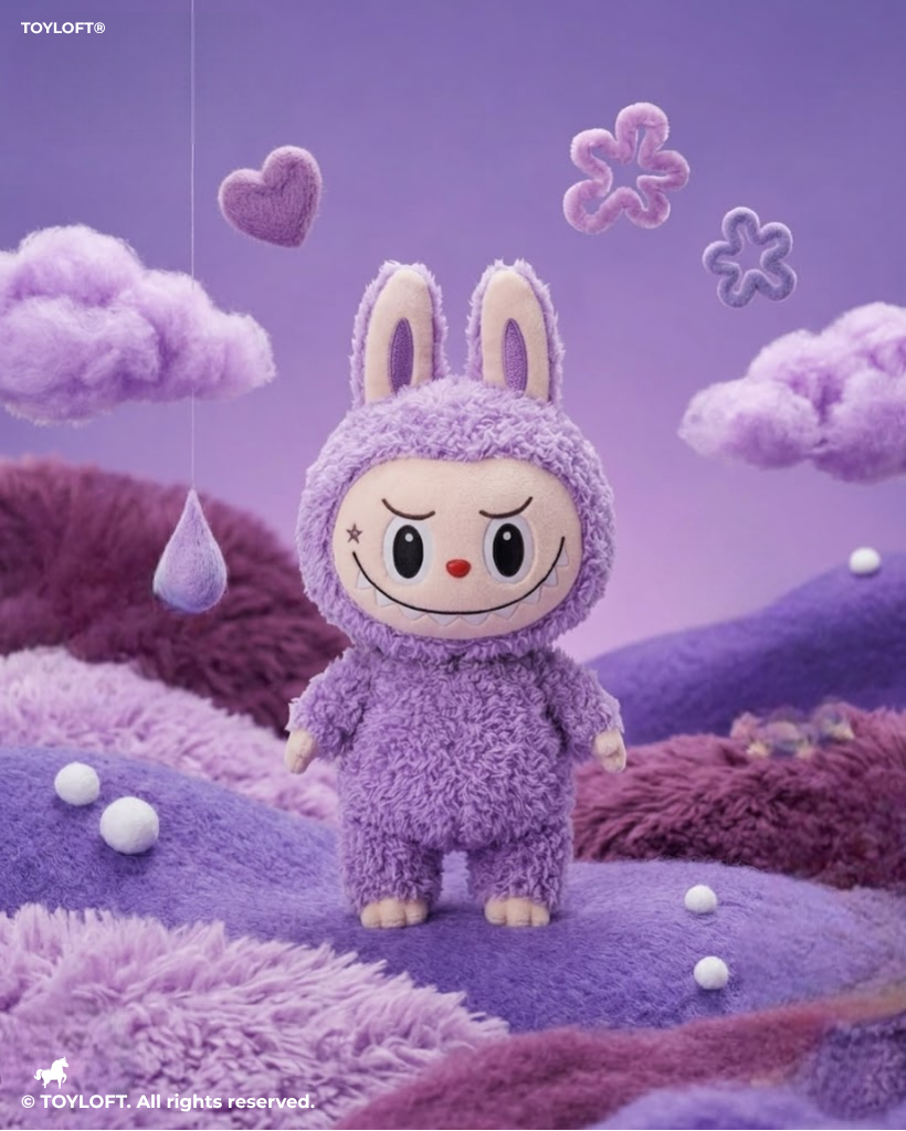 Labubu Character Plush Toy, 7-Inch Soft Stuffed Doll, Lavender Collectible Figure ST16650.