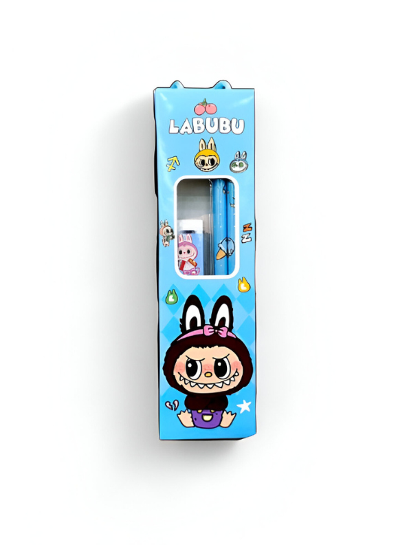Labubu Theme Stationery Set for Kids – 2 Pencils, 1 Eraser & 1 Sharpener Combo for School NOVHBC-1881224.