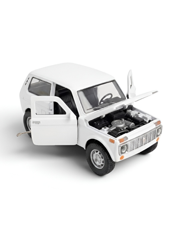 Lada Niva Alloy Diecast Model Car – White 1:18 Scale Collectible Off-Road Vehicle with Sound, Lights, and Openable Doors TV6223
