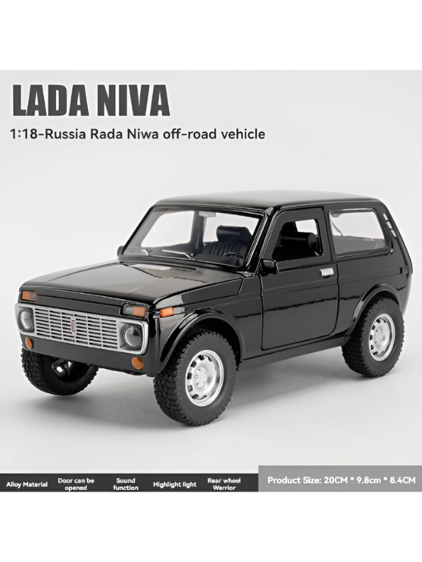 Lada Niva Alloy Diecast Model Car – 1:18 Scale Collectible Off-Road Vehicle with Sound, Lights, and Openable Doors TV6223