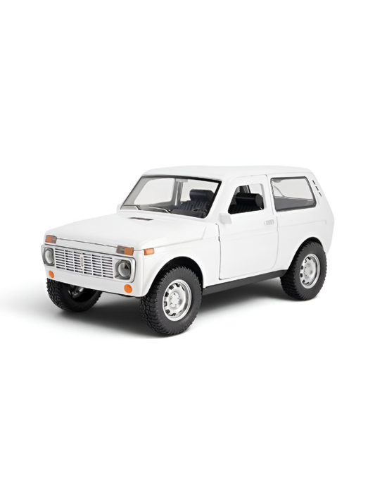 Lada Niva Alloy Diecast Model Car – White 1:18 Scale Collectible Off-Road Vehicle with Sound, Lights, and Openable Doors TV6223