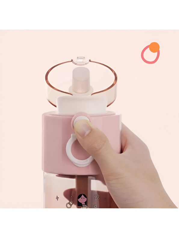 Pink - Lady Print Water Bottle  –  500ml Feminine Design Water Bottle for Girls | Durable, Cute & Leak-Proof NOV3300.