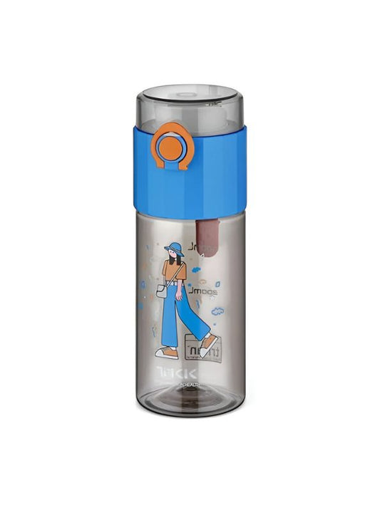 Blue - Lady Print Water Bottle  –  500ml Feminine Design Water Bottle for Girls | Durable, Cute & Leak-Proof NOV3300.