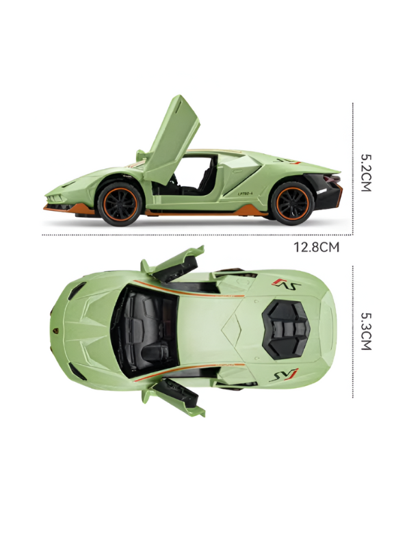 Lamborghini LP780-4 SVJ 780 Scale 1:35 Diecast Model Car – Collectible Sports Car Replica Green LMI15701.