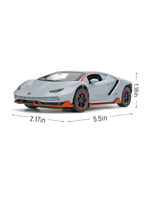 Lamborghini LP780-4 SVJ 780 Scale 1:35 Diecast Model Car – Collectible Sports Car Replica Grey LMI15701.