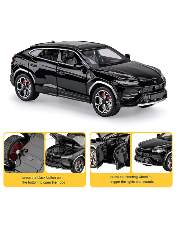 Lamborghini Urus Diecast Model Car - 1:24 Scale Luxury SUV Collectible - Black LMI15496.