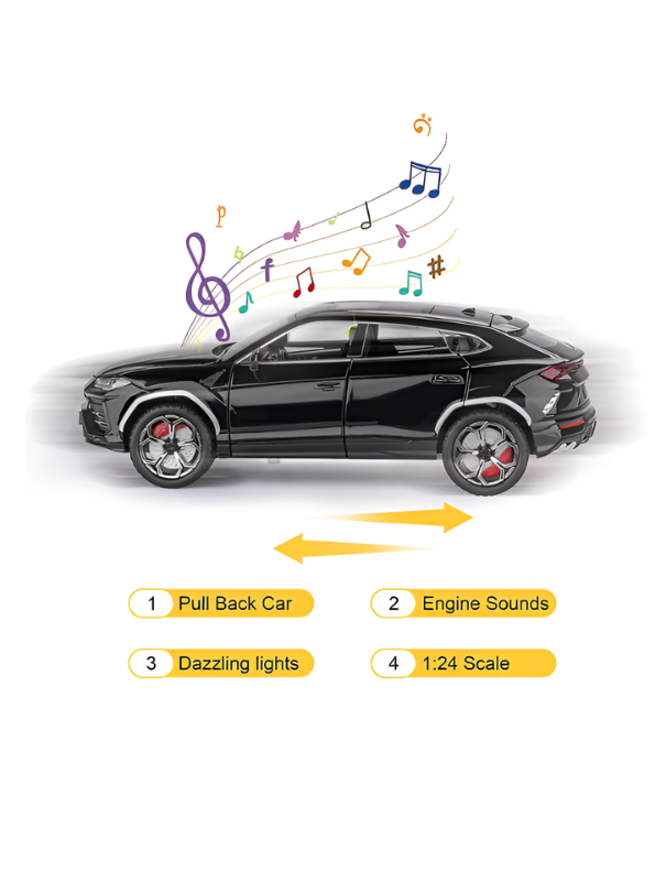 Lamborghini Urus Diecast Model Car - 1:24 Scale Luxury SUV Collectible - Black LMI15496.