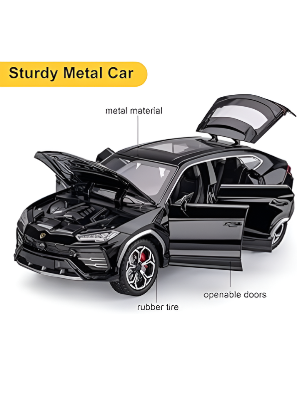 Lamborghini Urus Diecast Model Car - 1:24 Scale Luxury SUV Collectible - Black LMI15496.