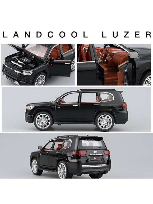 Black - Land Cruiser GT 1/32 Diecast Car – Metal Body, Light & Sound, Realistic Miniature Model LMI15674.