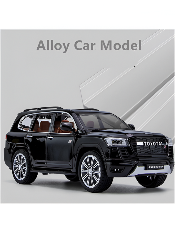 Black - Land Cruiser GT 1/32 Diecast Car – Metal Body, Light & Sound, Realistic Miniature Model LMI15674.