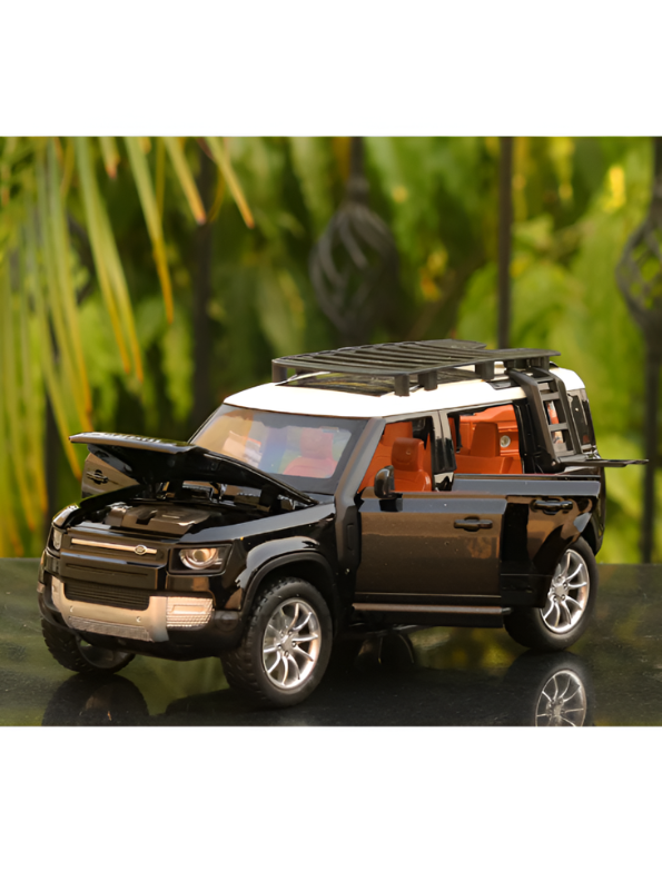 Land Rover Defender 1:22 Scale Die-Cast Toy Car – Opening Doors, Hood & Trunk, Metal Model SUV.