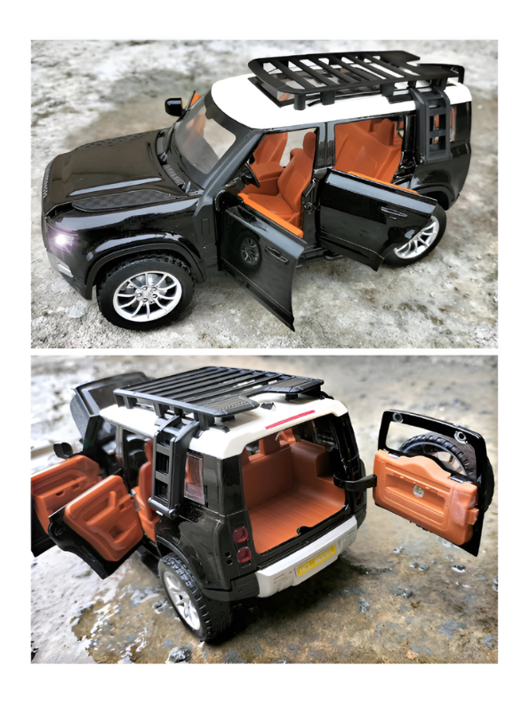 Land Rover Defender 1:22 Scale Die-Cast Toy Car – Opening Doors, Hood & Trunk, Metal Model SUV.