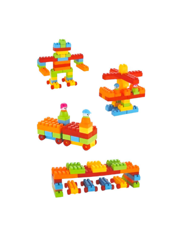 Large 220 Pcs Building Block Kit for Toddlers – Educational Multicolored Bricks with Wheels LMI8257.