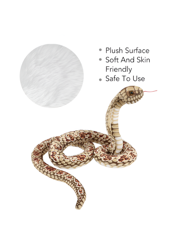 Large King Cobra Plush Toy 125 cm – Realistic Coiled Snake Stuffed Animal Light Brown ST14994.