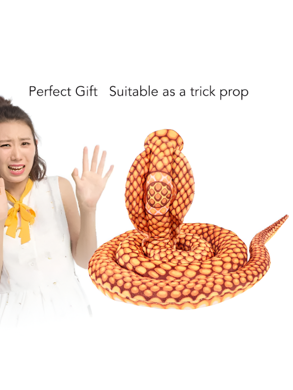 Large King Cobra Plush Toy 125 cm – Realistic Coiled Snake Stuffed Animal Orange ST14994.