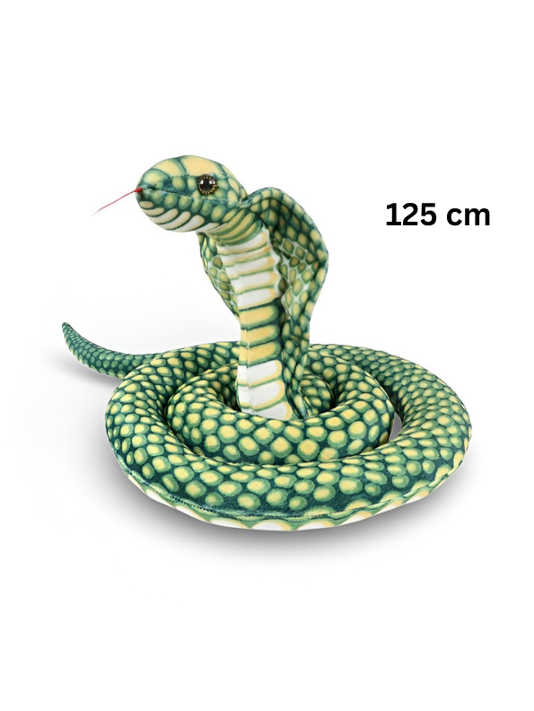 Large King Cobra Plush Toy 125 cm – Realistic Coiled Snake Stuffed Animal Green ST14994.
