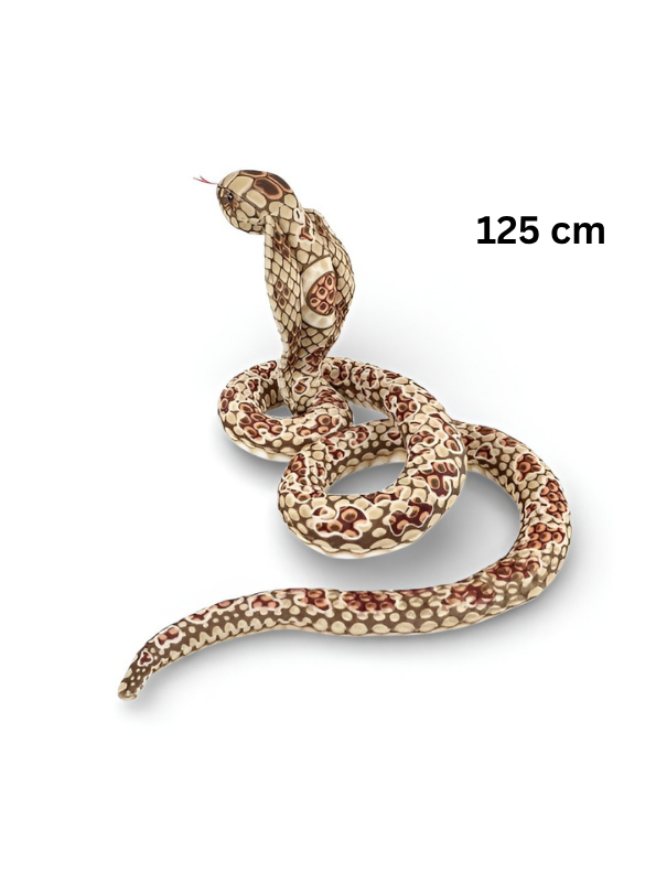 Large King Cobra Plush Toy 125 cm – Realistic Coiled Snake Stuffed Animal Light Brown ST14994.