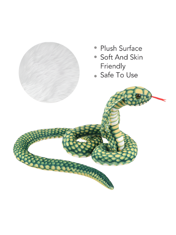 Large King Cobra Plush Toy 125 cm – Realistic Coiled Snake Stuffed Animal Green ST14994.